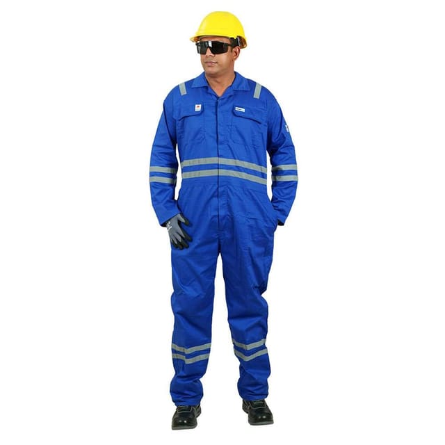 Vaultex NCE 230GSM Fire Retardant Reftlective tape cotton coverall,Royal Blue, 4XL