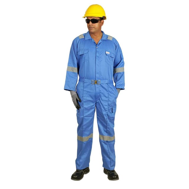 Vaultex ASK 190GSM Reflective Strip Twill Coverall, Petrol Blue, Small