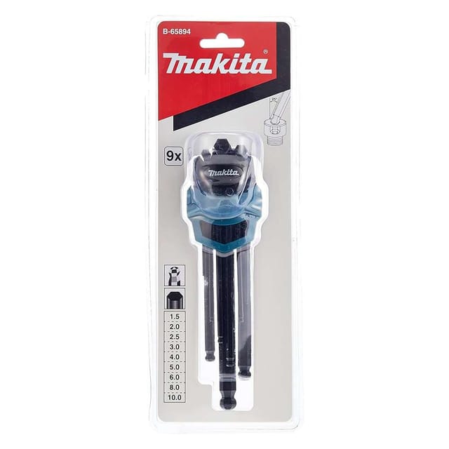 Makita B-65894 10mm Hex Key Set Ball End - 9 Pcs/Set