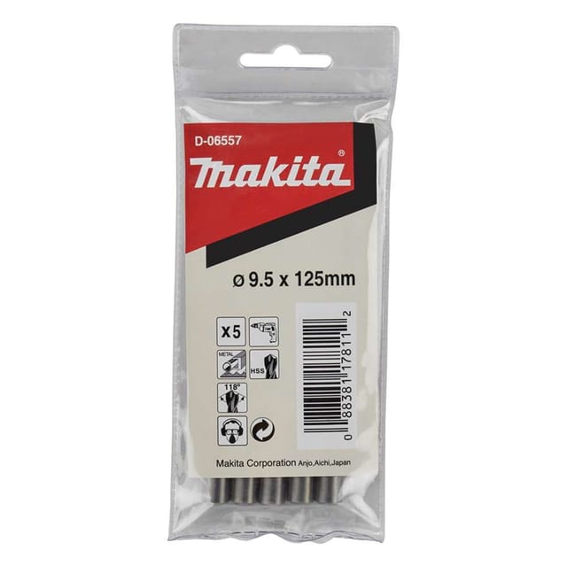 Makita D-06557 HSS-G Metal drill bit 9.5 x 125mm - 5 Pcs/Set