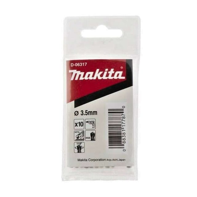 Makita D-06317 HSS-G Drill Bit 3.5mm x 70mm - 10 Pcs/Set