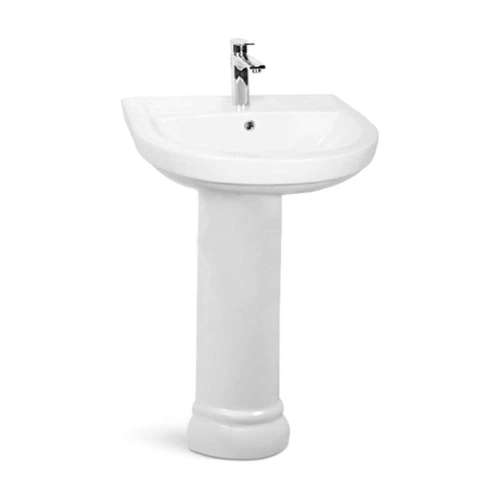 Milano ON-0013 140500200650 Wash Basin with Pedestal - White