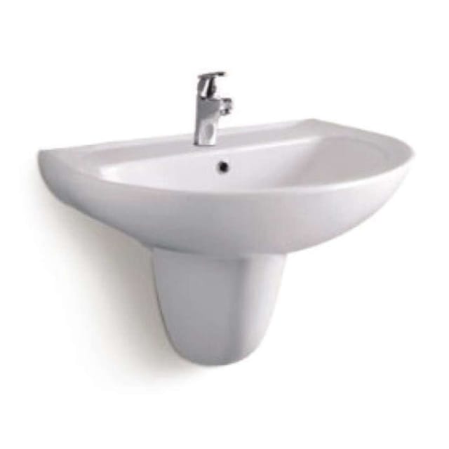Milano EZ-3636 140500200288 Wall Hung Wash Basin with Chrome Push Plate - White