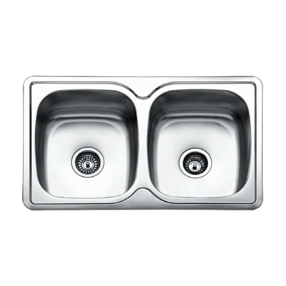 Milano Stainless Steel Kitchen Sink, BL812, 820x500x190mm, Double Bowl / Square Design