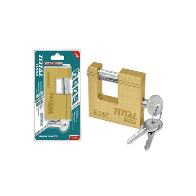 Total TLK32903 90MM Heavy Duty Block Brass Padlock