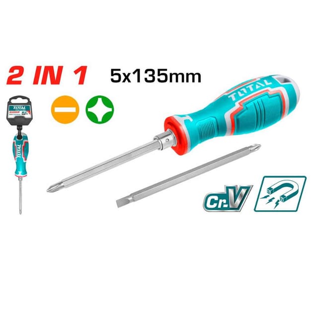 Total THT250226 2 In 1 Screwdriver Set with Interchangable Handle