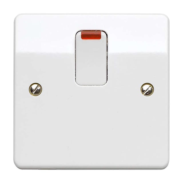 MK Electric 20A DP Switch with Heater Marking K5423 W/H, Double-Pole Isolation, Clear Legend