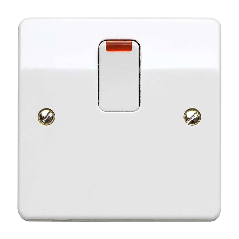 MK Electric 20A DP Switch with Heater Marking K5423 W/H, Double-Pole Isolation, Clear Legend