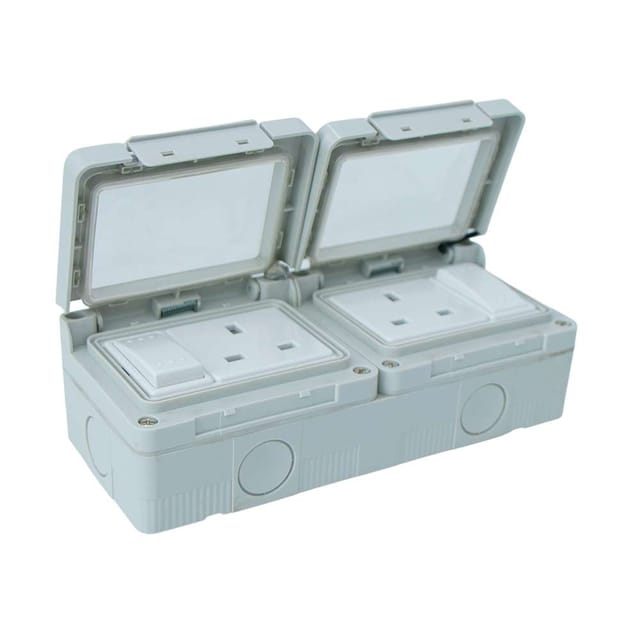 MK 13A Waterproof Double Socket Switch