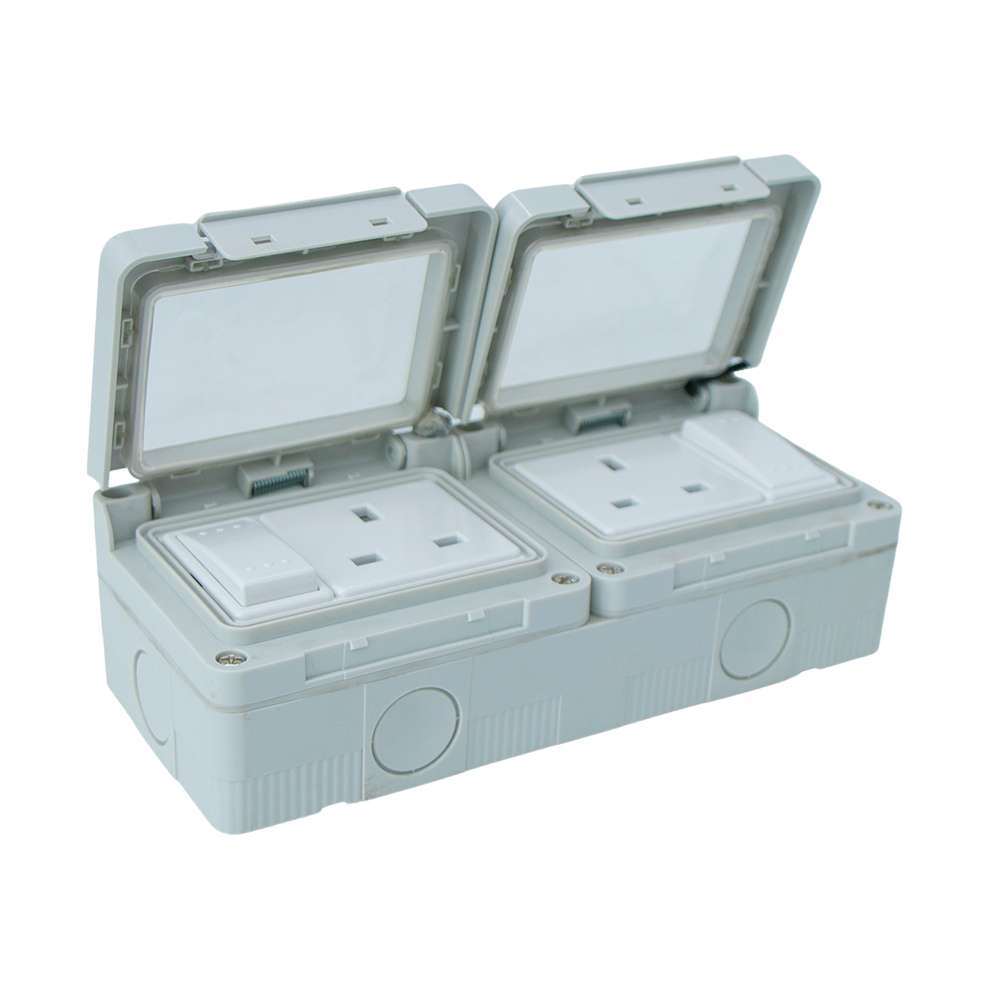 MK 13A Waterproof Double Socket Switch
