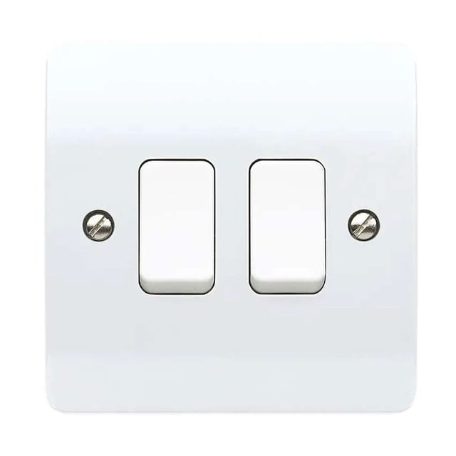 MK Plate Switch, K4872WHI, Logic Plus 2-Gang SP 2-Way, 10A
