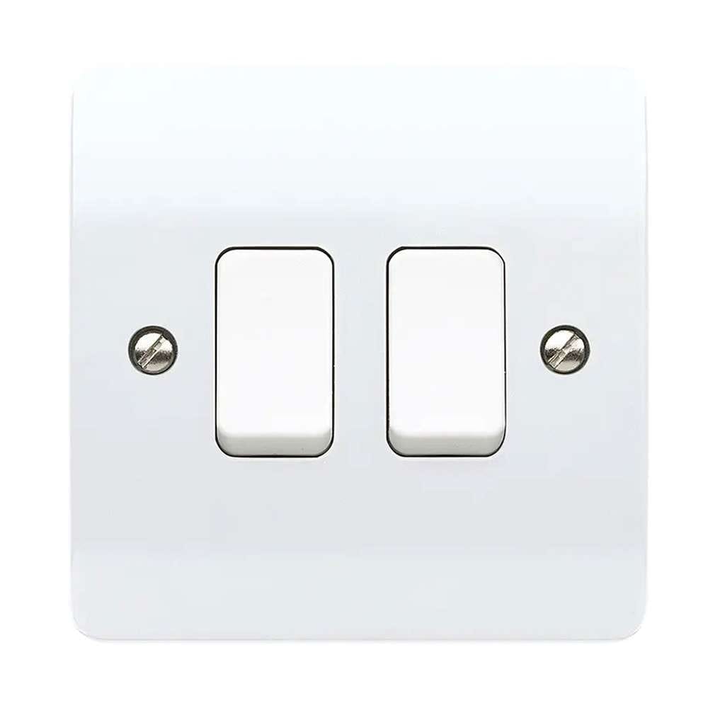 MK Plate Switch, K4872WHI, Logic Plus 2-Gang SP 2-Way, 10A