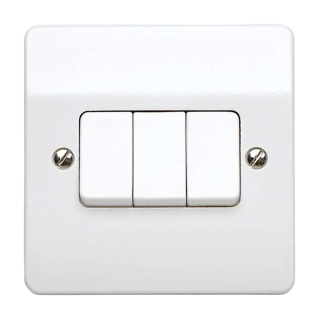 MK Logic Plus 3-Gang 2-Way Switch K4873WHI, Smooth Rockers, Screw-Cap Conceal, White Finish