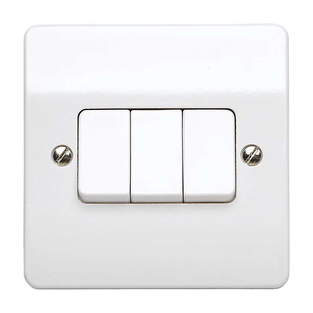 MK Logic Plus 3-Gang 2-Way Switch K4873WHI, Smooth Rockers, Screw-Cap Conceal, White Finish