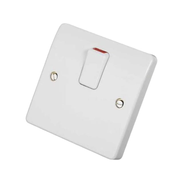 MK DP Switch, 20 A, Double Pole, White, Indicator Lamp