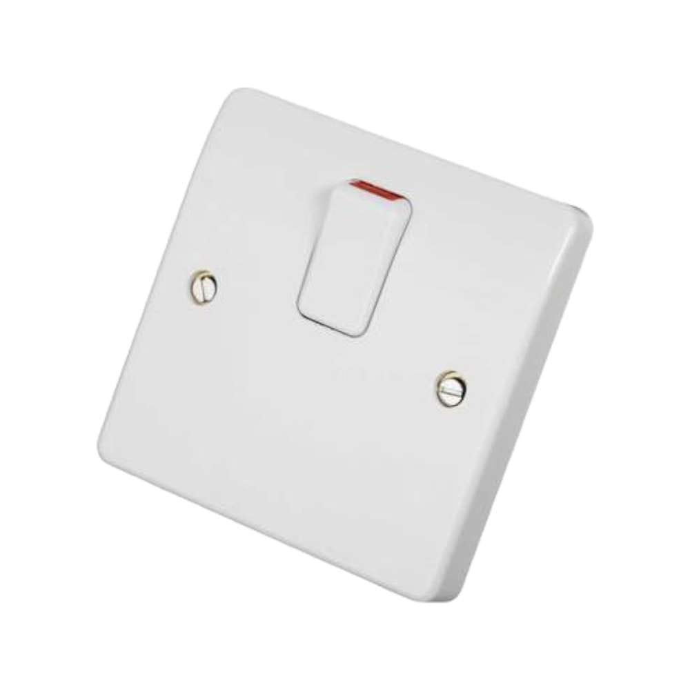 MK DP Switch, 20 A, Double Pole, White, Indicator Lamp