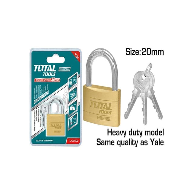 Total TLK32202 20MM Heavy Duty Brass Padlock