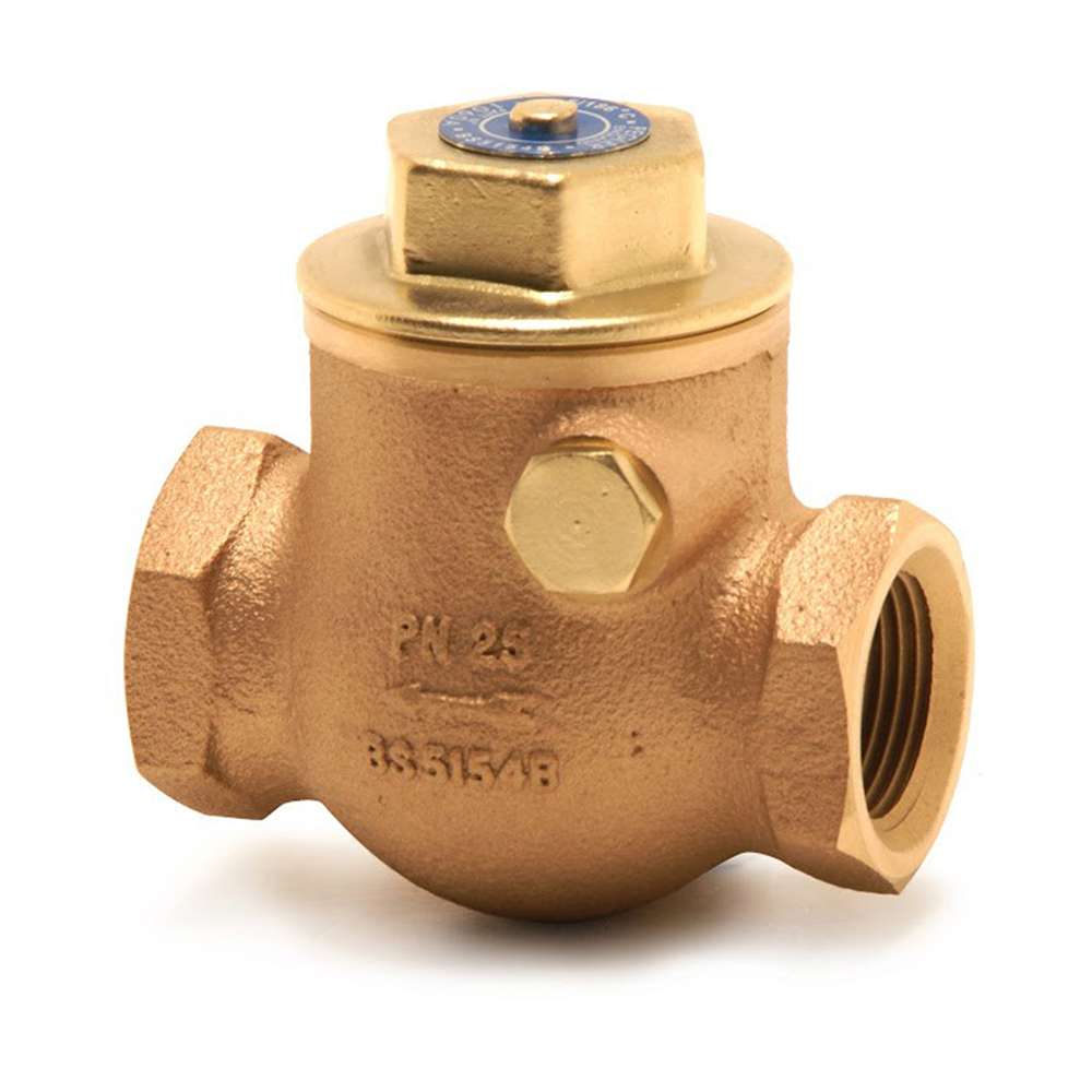 Pegler Brass Non-Return Valve, 1", Spring-Loaded Check, Inline Installation