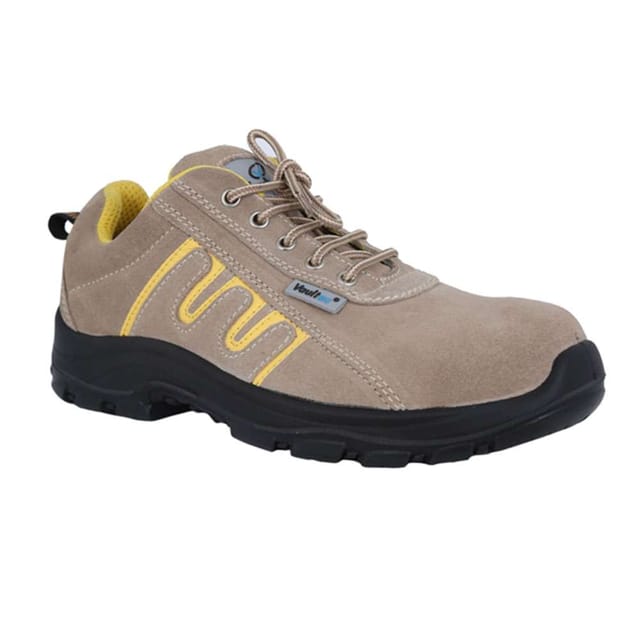 Vaultex SAQ Suede Leather Steel Toe Safety Shoes, Beige Yellow, 43