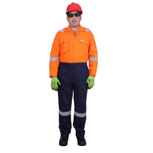 Vaultex ONC 240GSM Cotton Coverall , Orange/Navy Blue, Medium Vaultex ONC 240GSM Cotton Coverall , Orange/Navy Blue, Medium