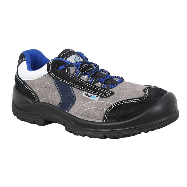 Vaultex UCK Low Ankle Suede Leather Steel Toe Safety Shoes, Grey/Black, 44