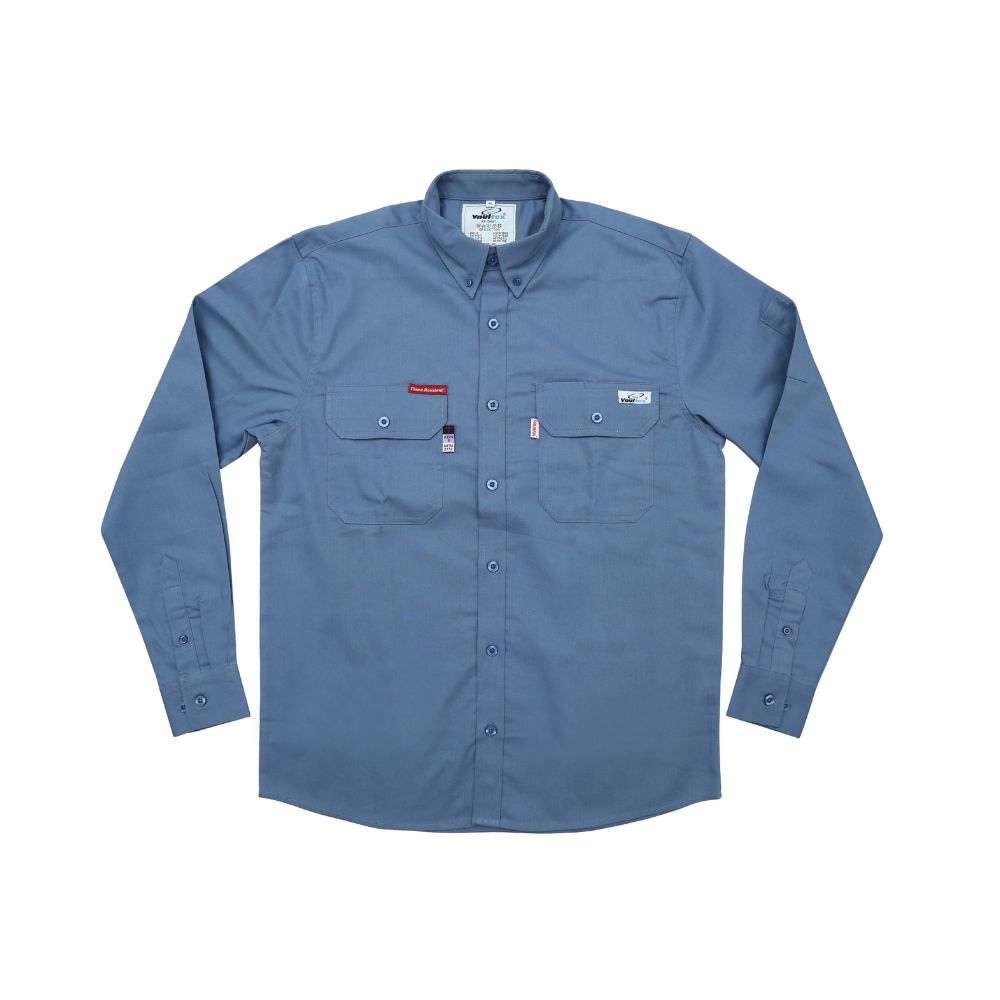 Vaultex IPC 240GSM 8 Cal Fire Retardant Cotton Shirt , Light Blue, Medium