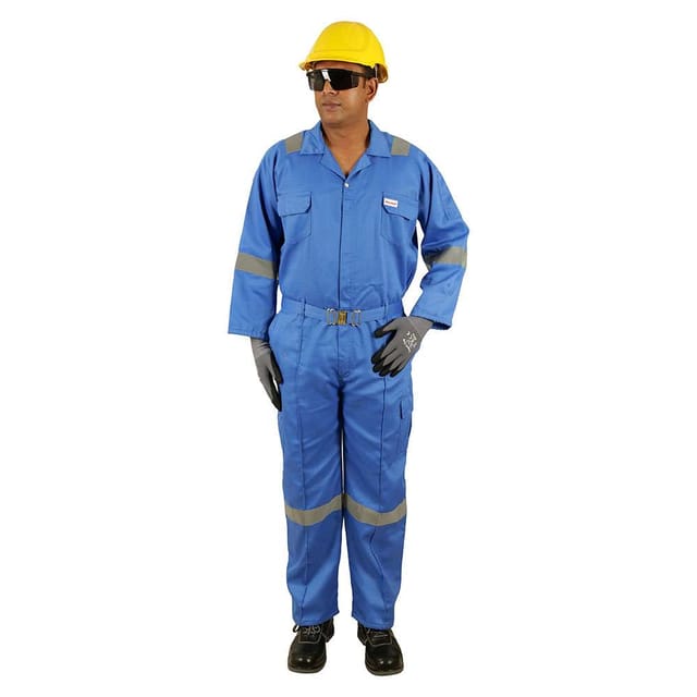 Vaultex DEC 190GSM Reflective Strip Twill Coverall, Royal Blue, Large