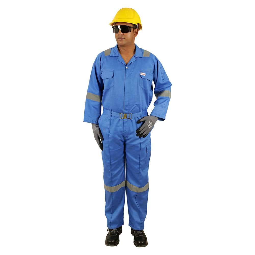 Vaultex DEC 190GSM Reflective Strip Twill Coverall, Royal Blue, Large