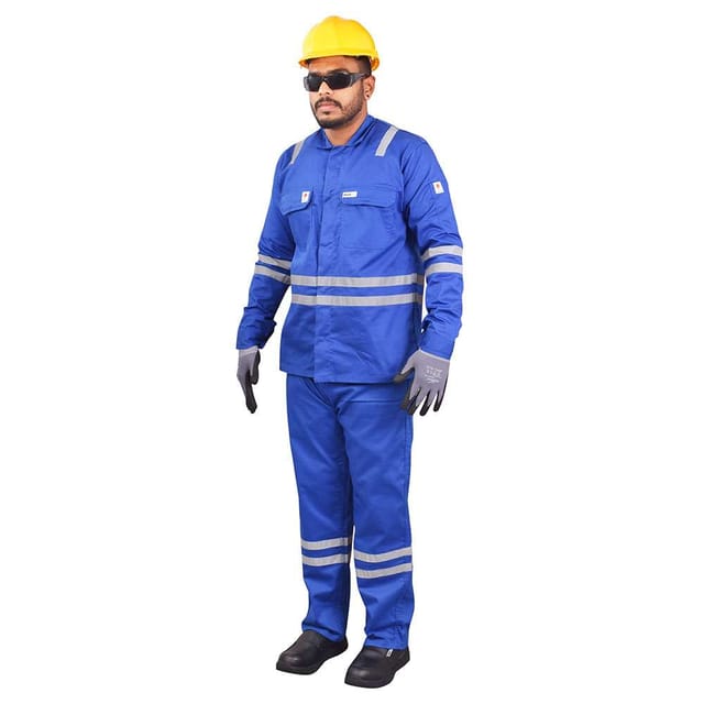 Vaultex ROW Cotton Fire Retardant 230GSM Pant& Shirt, Royal Blue, Large