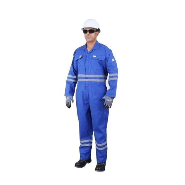 Vaultex NCE 230GSM Fire Retardant Reftlective tape cotton coverall,Royal Blue, Large