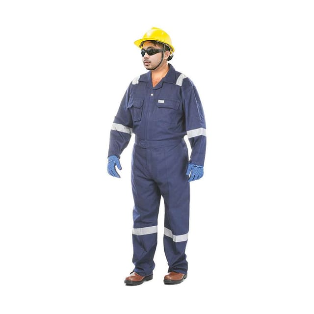 Vaultex VON 260GSM Cotton Coverall , Navy Blue, Medium