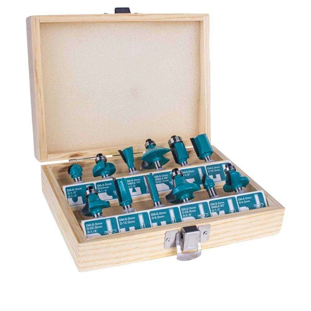 Total TACSR0121 6MM Router Bit Set 12Pcs
