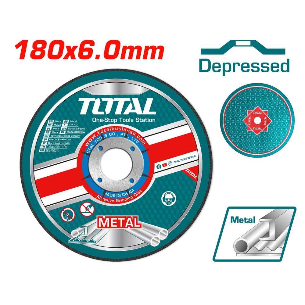 Total TAC2231801 180MM X 6MM X 22.2MM Depressed Centre Metal Grinding Disc