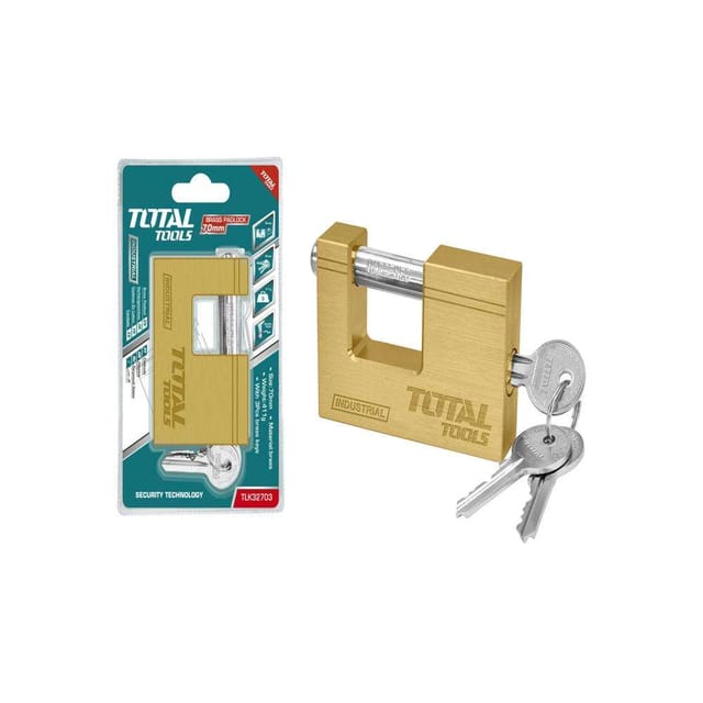 Total TLK32703 70MM Heavy Duty Block Brass Padlock