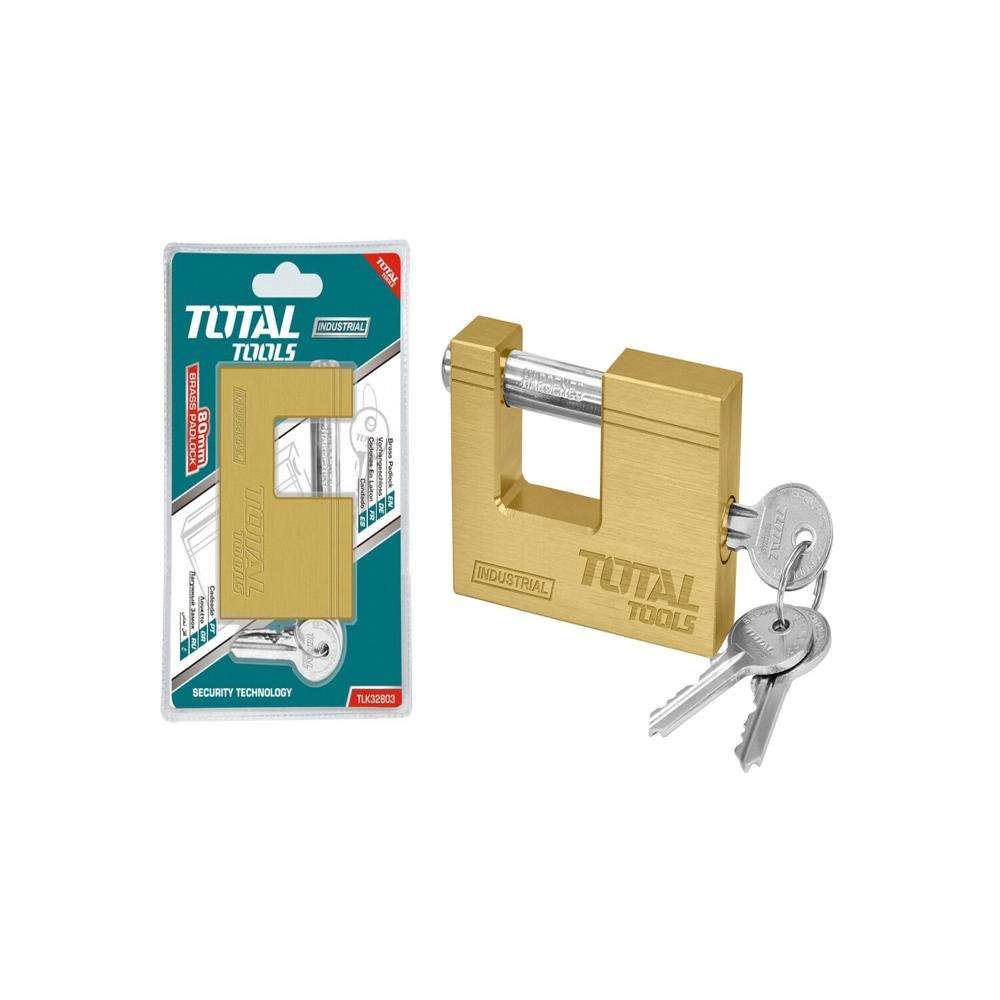 Total TLK32803 80MM Heavy Duty Block Brass Padlock