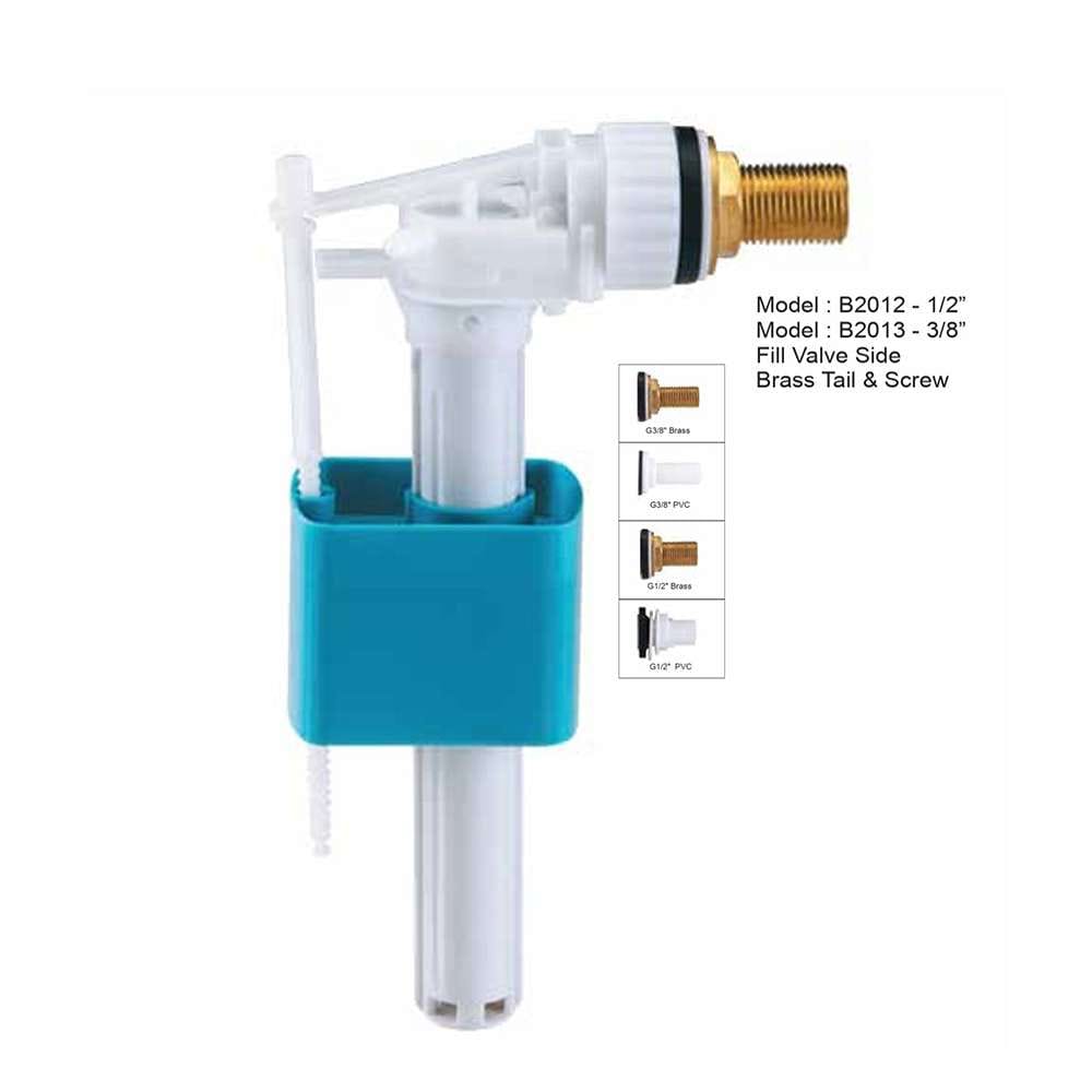 Sundex Side Inlet Flush Valve 1/2" Brass Connection, Quiet Refill, Corrosion-Resistant, Adjustable