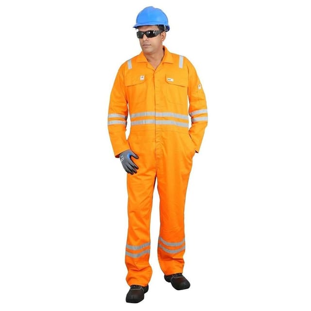 Vaultex POR 230GSM Fire Retardant Reftlective tape cotton coverall,Orange, Large