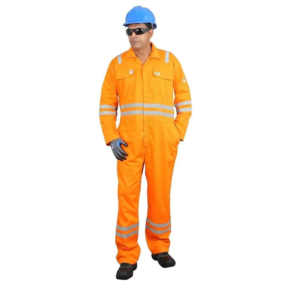 Vaultex POR 230GSM Fire Retardant Reftlective tape cotton coverall,Orange, Large