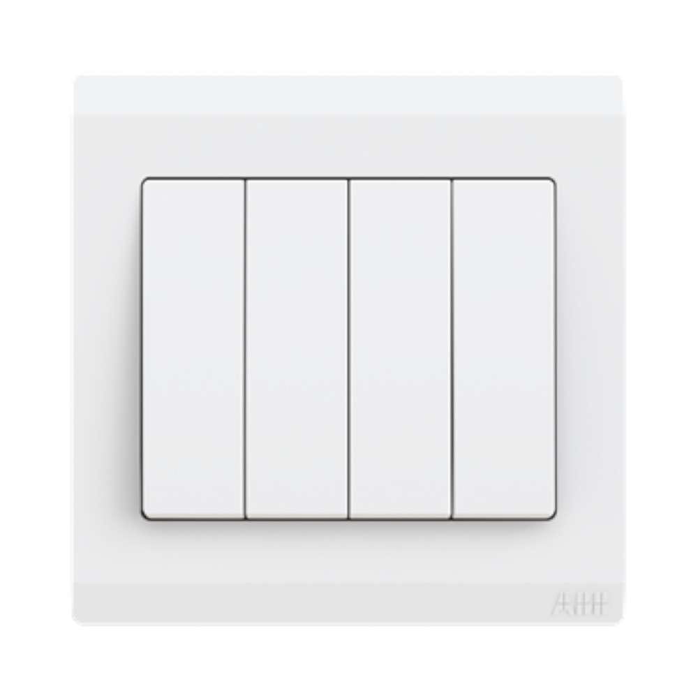 ABB 4 Gang 2 Way 10Amp Switch,Inora BL108,White