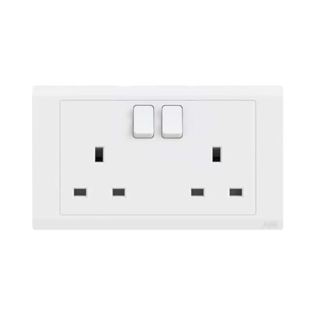 ABB 2 Gang 13Amp Switch Socket Single Pole, Inora BL227WH, White
