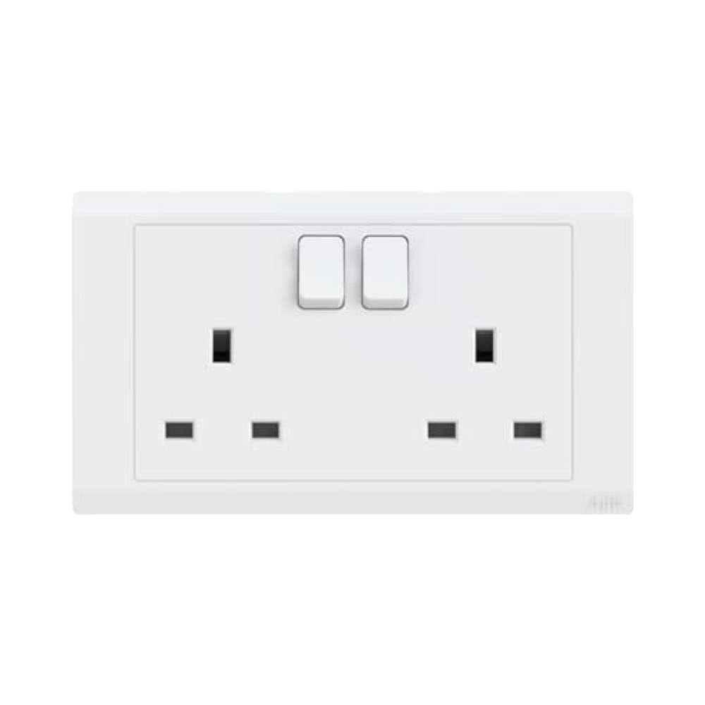 ABB 2 Gang 13Amp Switch Socket Single Pole, Inora BL227WH, White