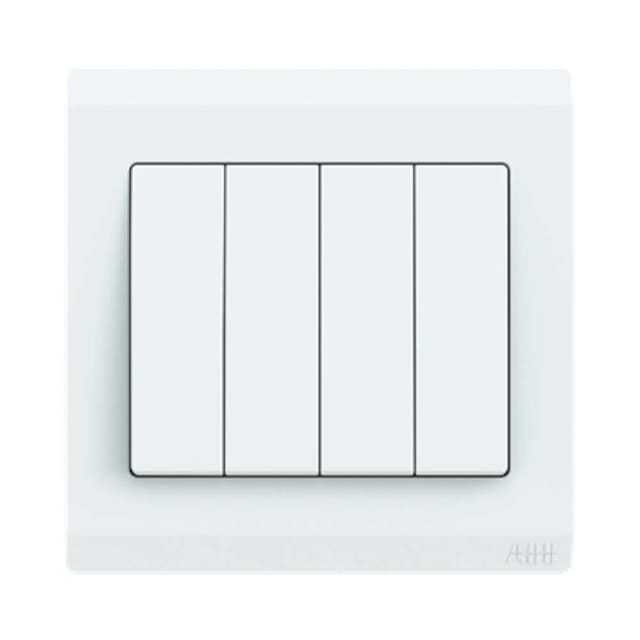 ABB 4 Gang 1 Way 10Amp Switch,Inora BL104, White