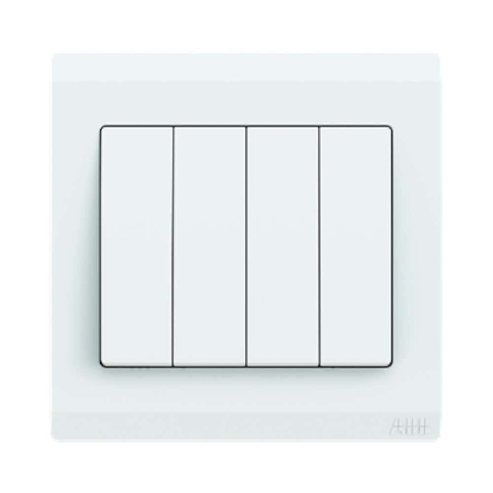 ABB 4 Gang 1 Way 10Amp Switch,Inora BL104, White
