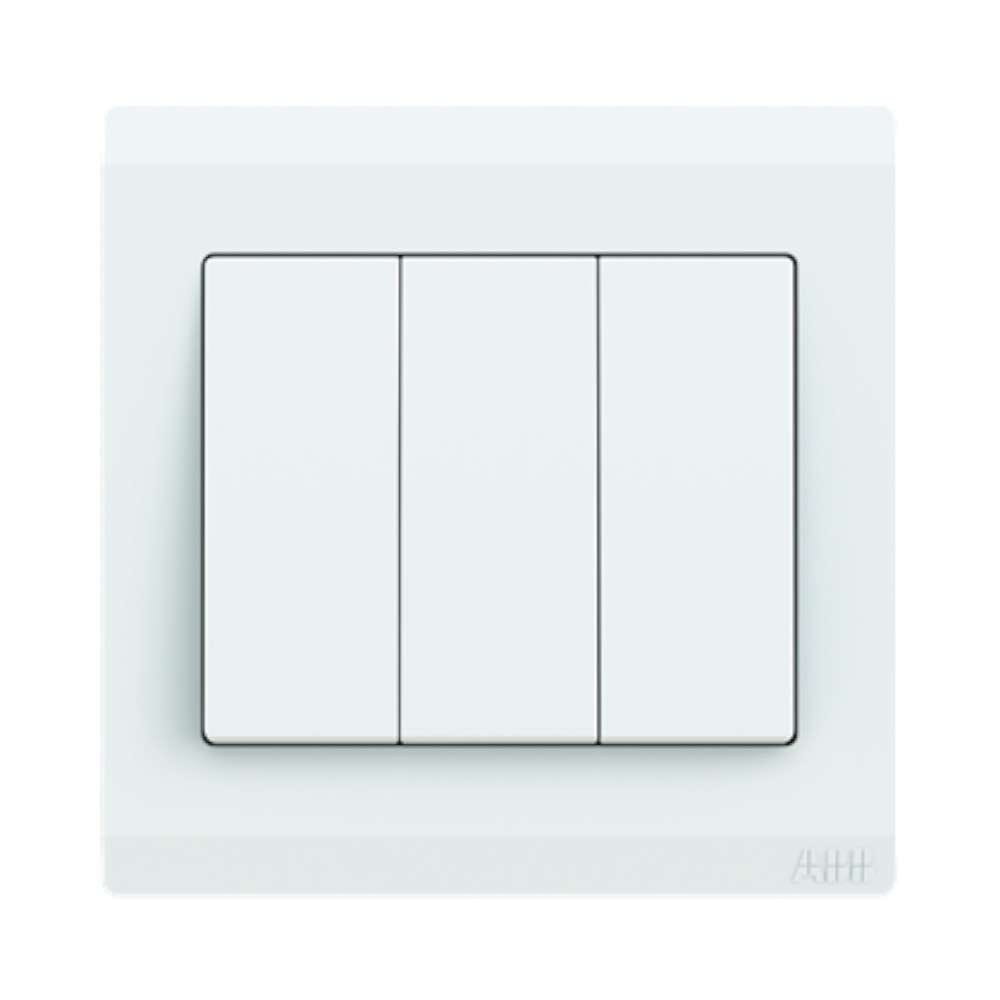 ABB 3 Gang 1 Way 10Amp Switch,Inora BL103, White