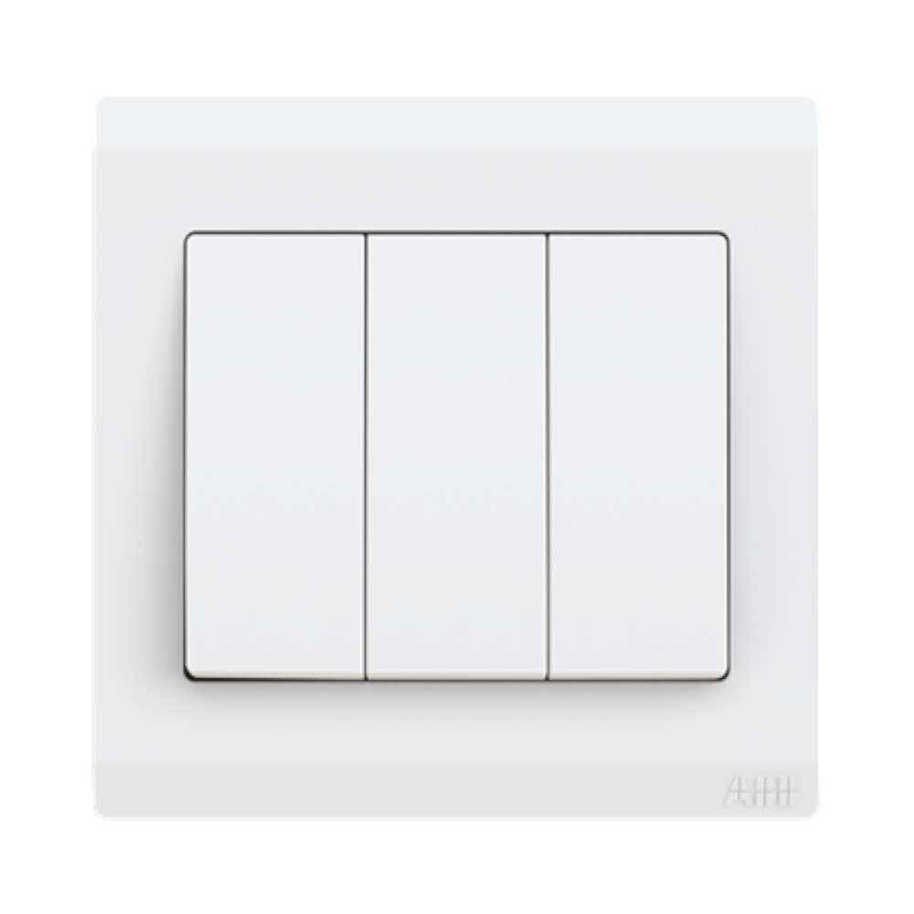 ABB 3 Gang 2 Way 10Amp Switch,Inora BL107, White