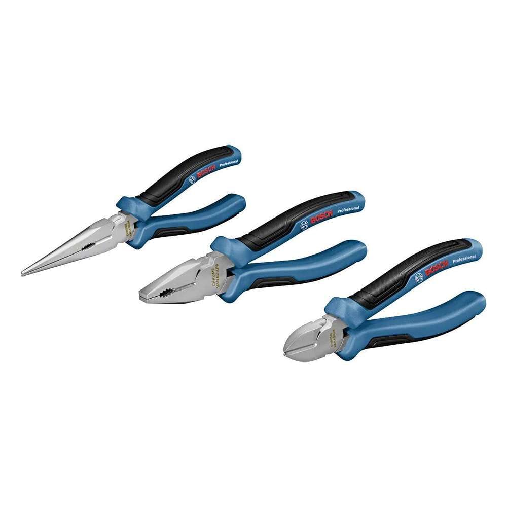 Bosch 3-Piece Pliers Set: 160/180/200mm Ergonomic Grip