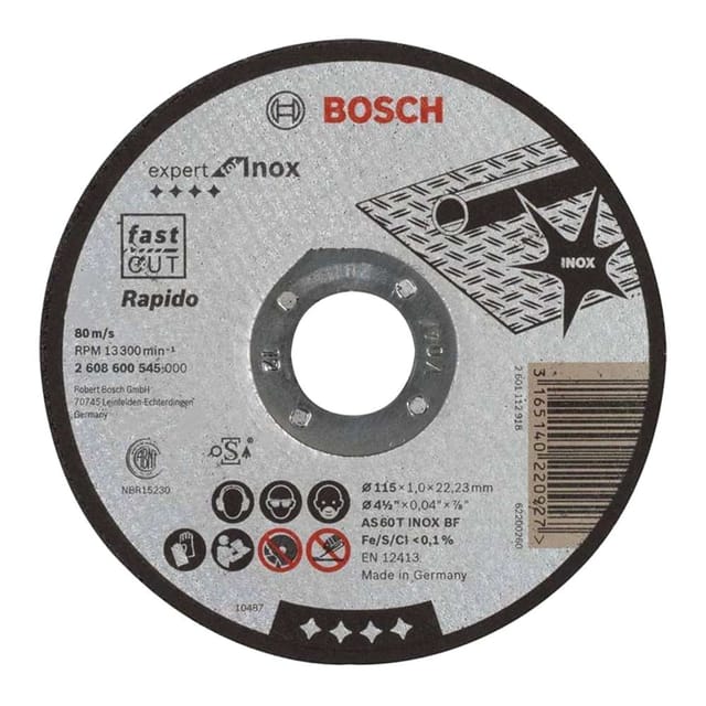 Bosch 2608600545 115 x 1 x 22.2mm Inox Rapido Cutting Disc