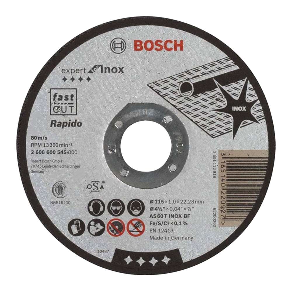 Bosch 2608600545 115 x 1 x 22.2mm Inox Rapido Cutting Disc