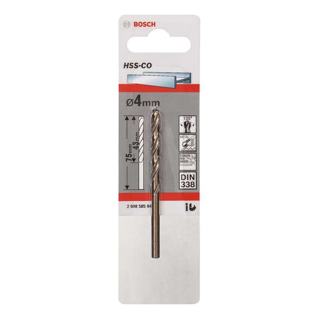 Bosch HSS Cobalt Metal Twist Drill Bit 4mm - 1 Pc