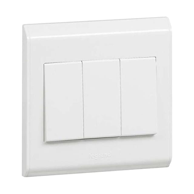 Legrand Belanko 3-Gang 2-Way Switch 617005, Multi-Circuit Control, Smooth Rockers, Sleek Plate